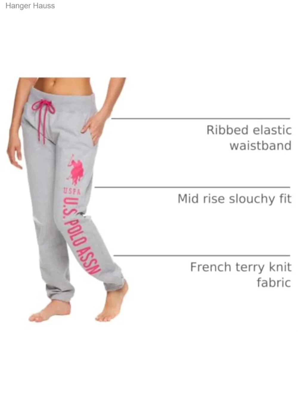 French Terry Joggers with Pockets, Mid Rise, Drawstring Waist, Cuffed Hem_3